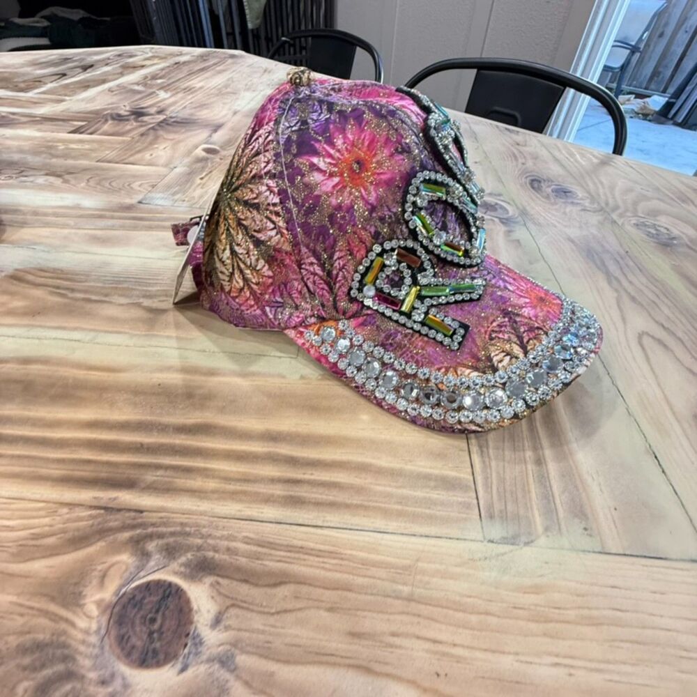 Rock Floral Rhinestone Baseball Cap - ROCK - Picture 8 of 8